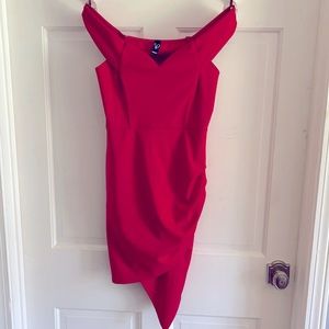Red off the shoulder sweetheart Miami party dress